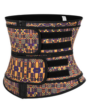 Load image into Gallery viewer, African Print Double Belt Latex Waist Trainer

